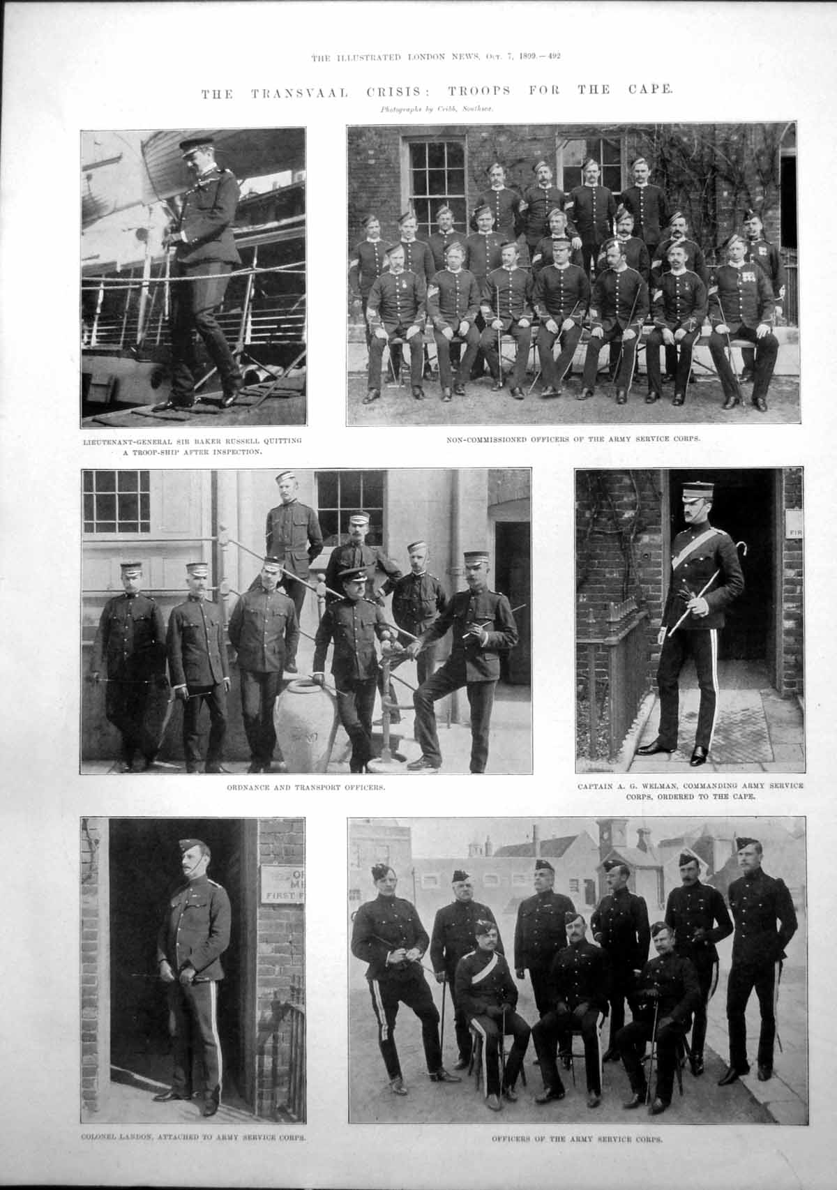 Antique Old Print Transvaal Troops Cape Transport Officers Capt Welman 1899