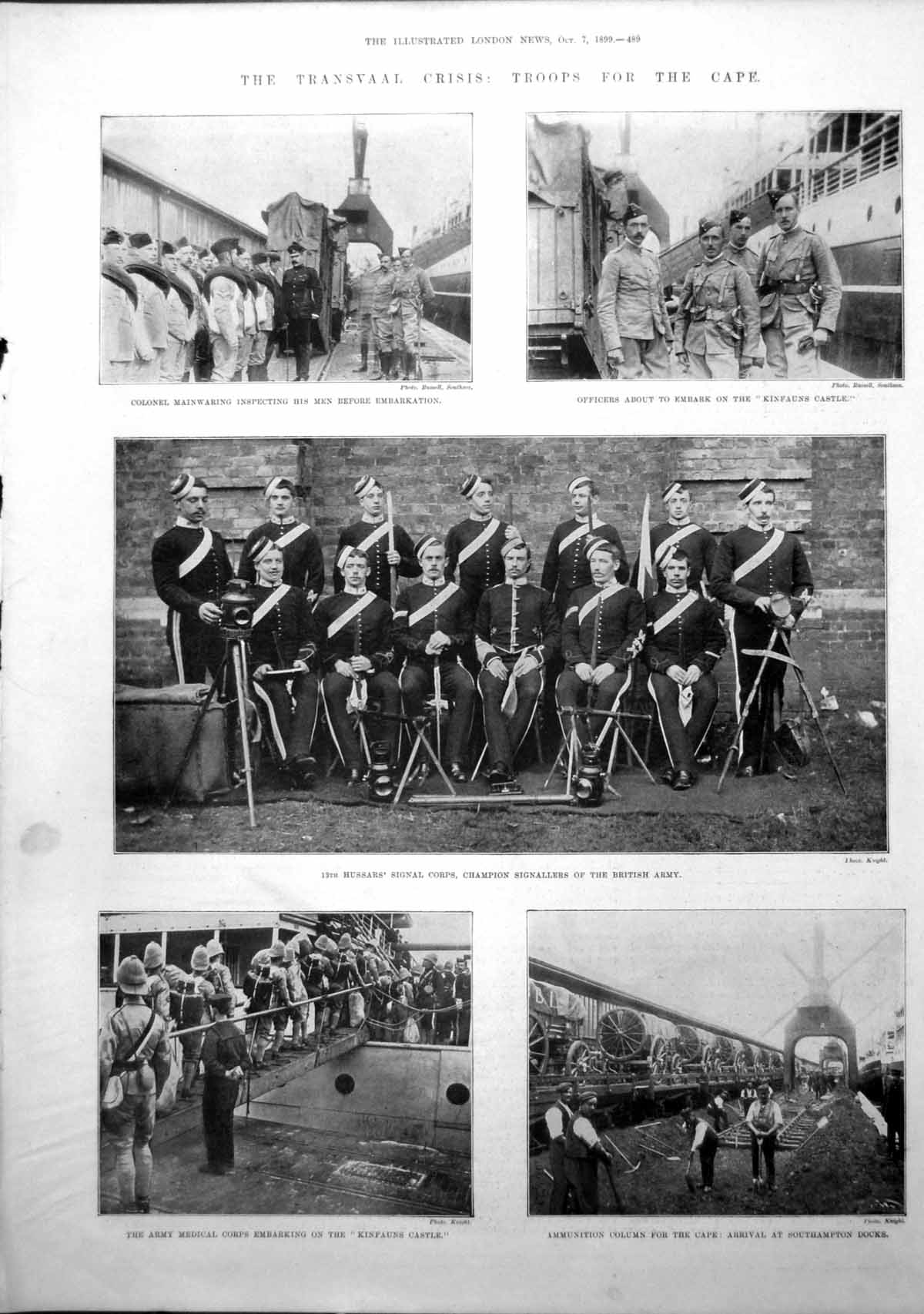 Antique Print Troops Transvaal Kinfauns Castle Col Mainwaring Hussars 1899 19th
