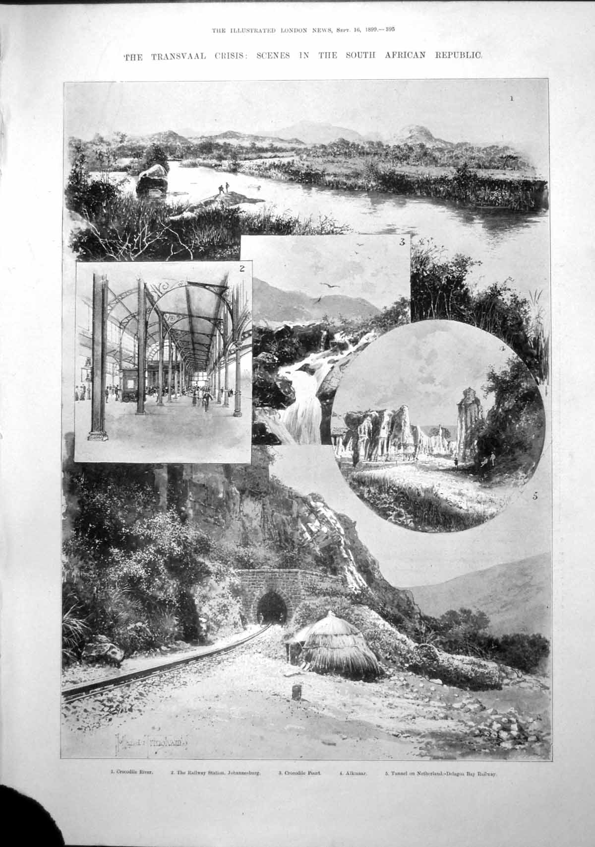 Antique Old Print Transvaal Crocodile River National Theatre Christiania 1899