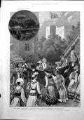 Antique Print Queen Carisbrooke Castle Fete Gipsies Weybridge Regatta 1899 19th