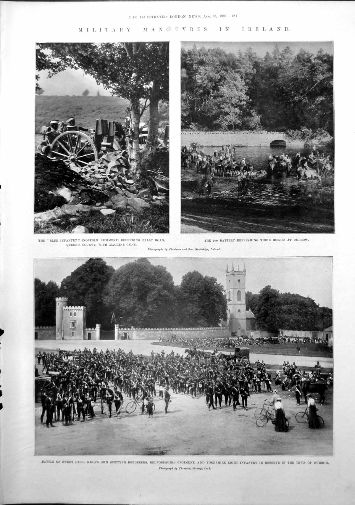 Antique Old Print Military Ireland Battle Sweet Hill Parliament Budapest 1899