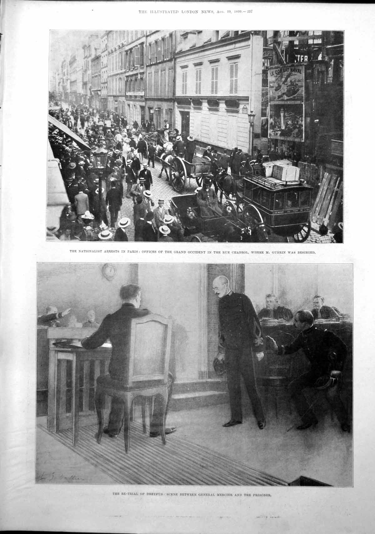Old Antique Print Trial Dreyfus St Marys Church Monsterrat Hurricane 1899 19th