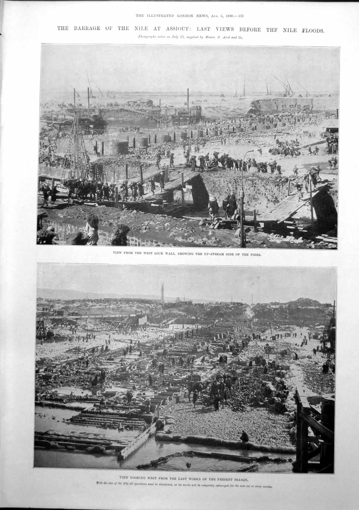 Antique Old Print Royal Yacht Squadron Barrage Nile Before Nile Floods 1899