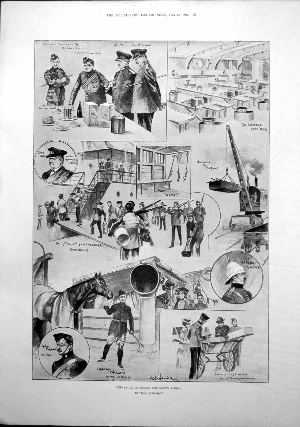 Antique Old Print Departure Troops South Africa New Fire Station Acton 1899