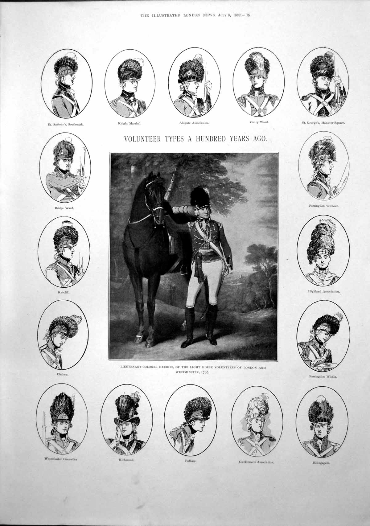 Antique Print Volunteer Types 100 Years Ago Lieut Col Herries Richmond 1899