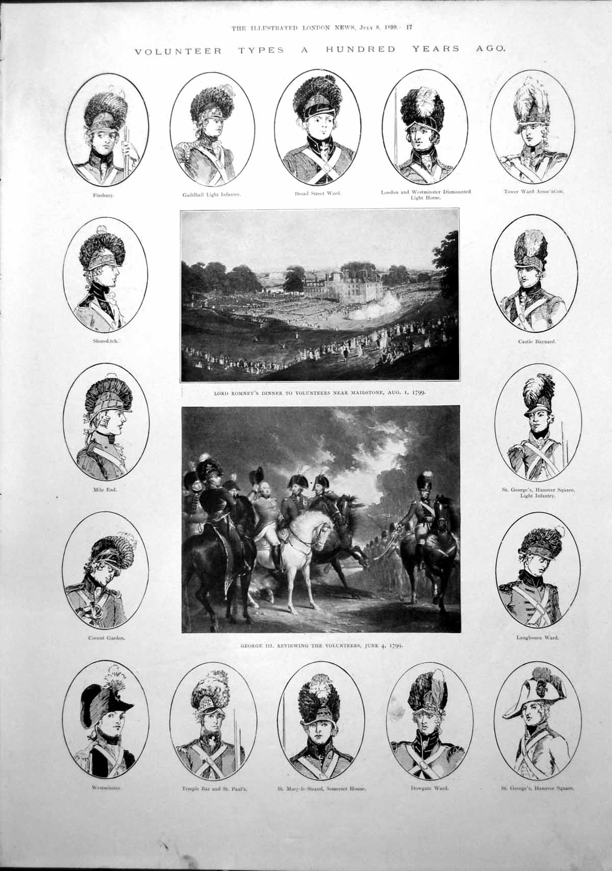 Antique Print Volunteer Types 100 Years Ago Isle Wight Corps Finsbury 1899