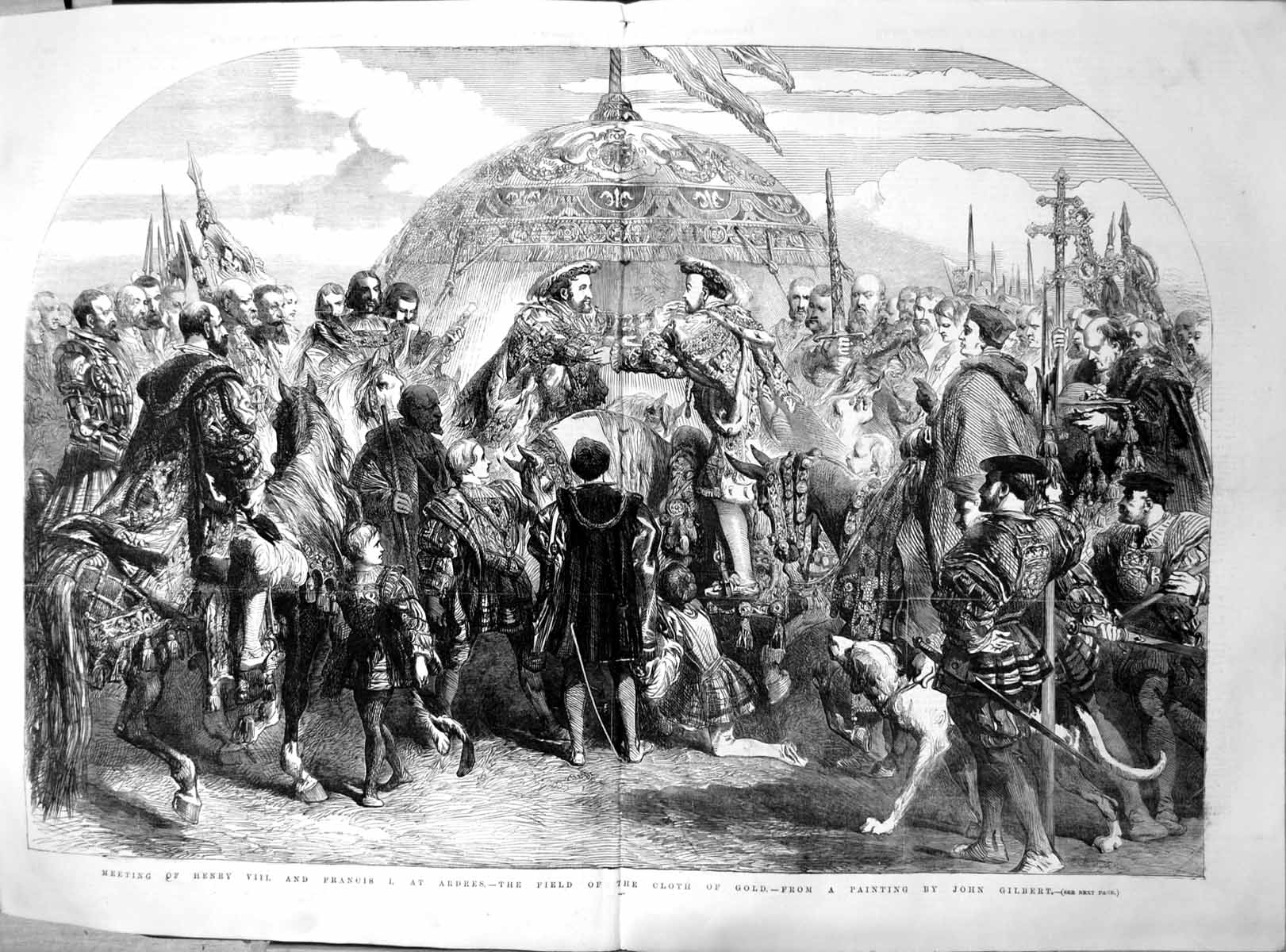 Antique Print Meeting Henry Viii FrancisArdres Field Cloth GGilbert 1855