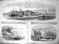 Old Antique Print Town Harbour Kertch Market Place Infernal Machine 1855 19th