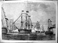 Antique Old Print Gun Boats Passing Through Line Battle Ships G Andrews 1856