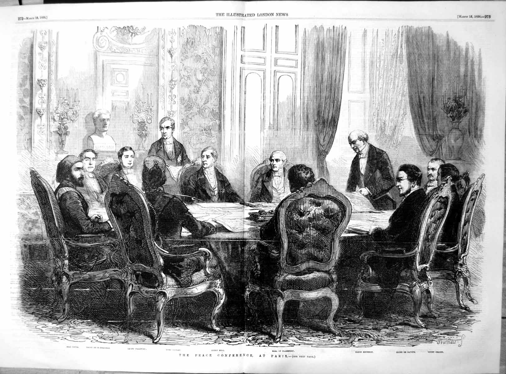 Antique Old Print Peace Conference Paris Count Buol Orloff Baron Brunnow 1856