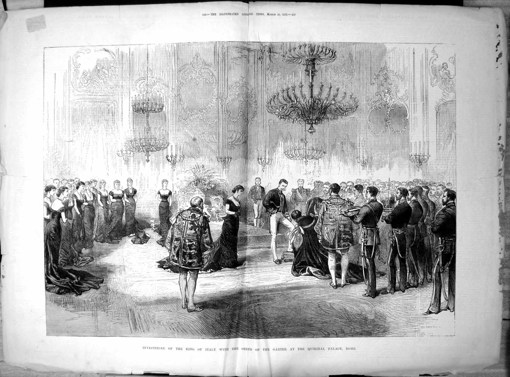 Antique Print Investiture King Italy Order Garter Quirnal Palace Rome 1878 19th
