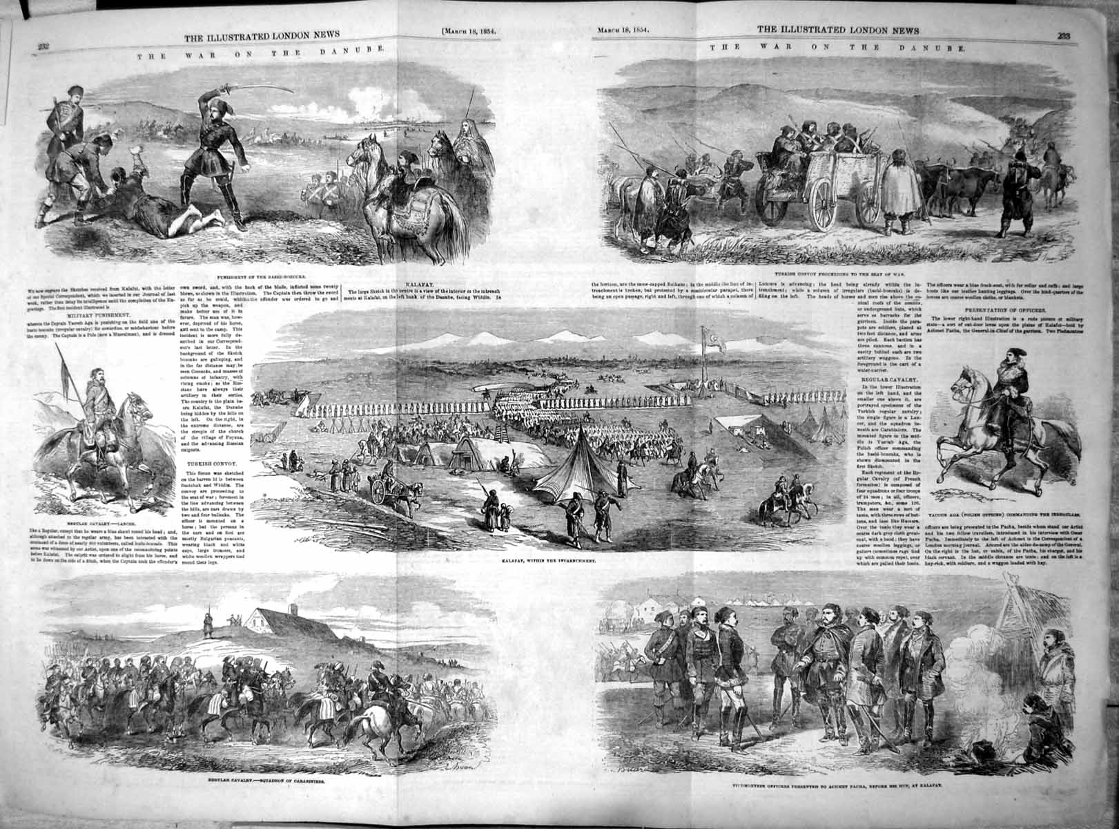 Antique Print War Danube Punishment Bashi Bozouks Kalafat Intrenchment1854 19th