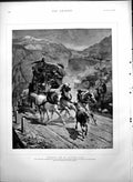 Old Print Crossing St Gothard Pass Last Coach Journey Before Tunnel 1888 19th