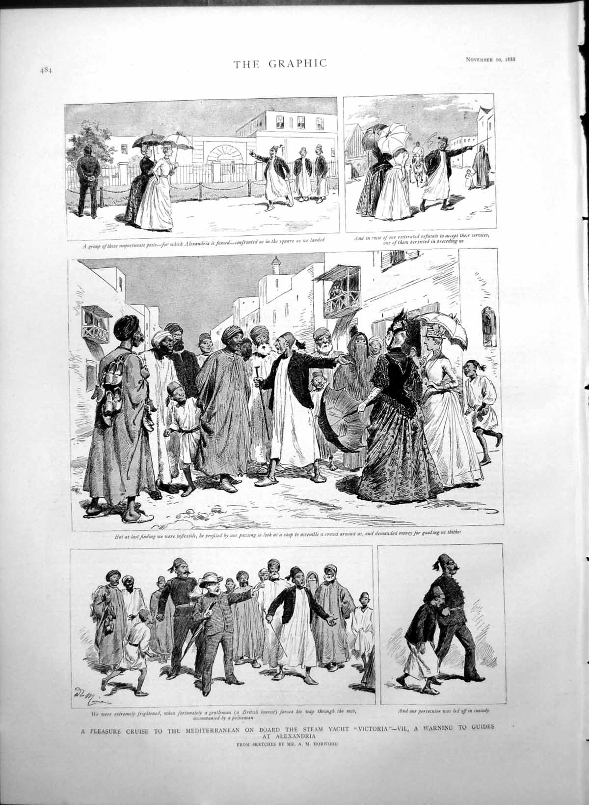 Antique Print Cruise Mediterranean Victoria Warning Guides Alexandria 1888 19th