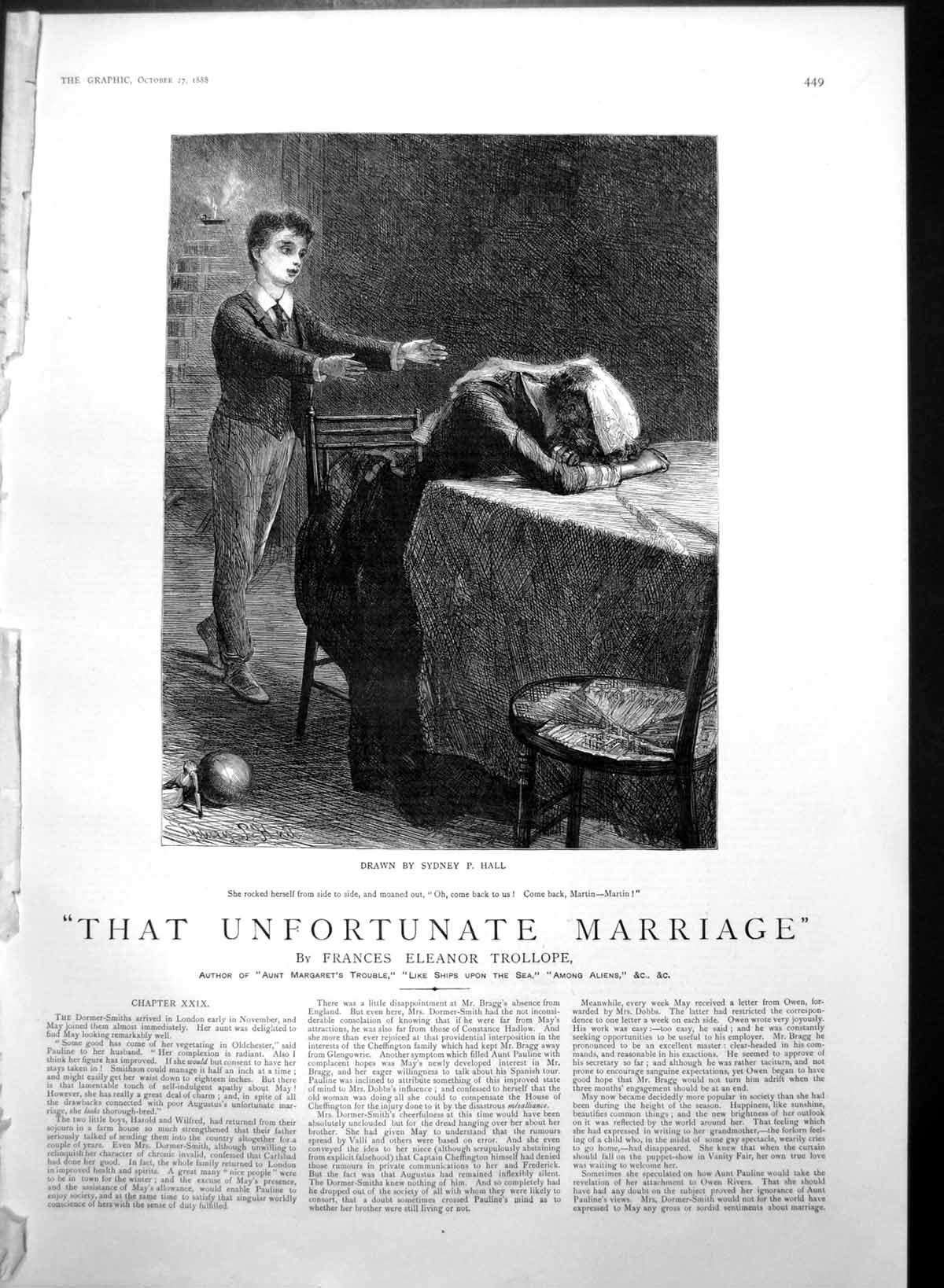 Antique Old Print That Unfortunate Marriage S Hall Lady Come Back Martin 1888