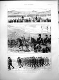 Antique Old Print Visit German Emperor Italy Italian Troops Centoceili 1888