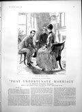 Antique Old Print That Unfortunate Marriage S Hall News Miss Cheffington 1888