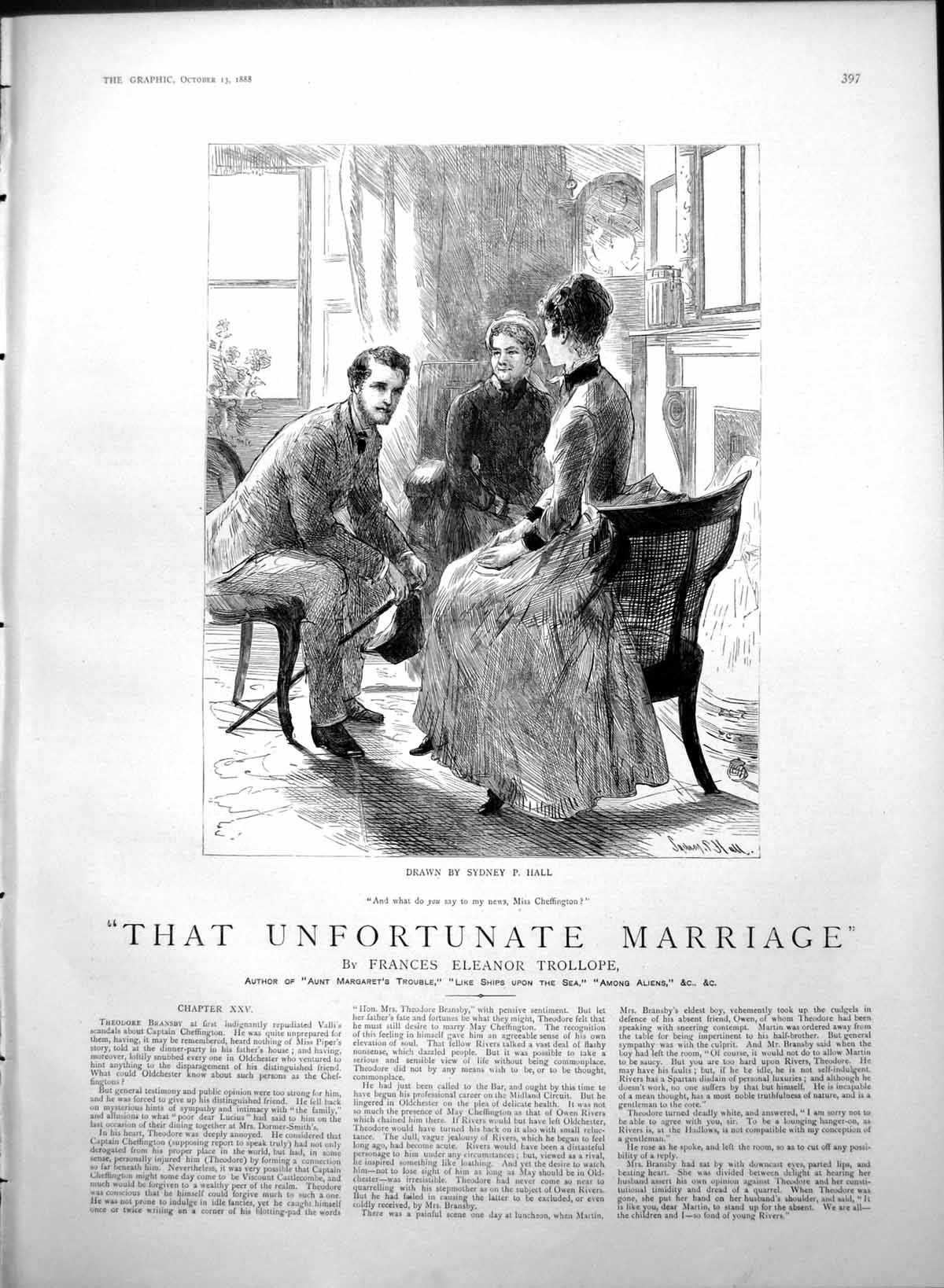 Antique Old Print That Unfortunate Marriage S Hall News Miss Cheffington 1888