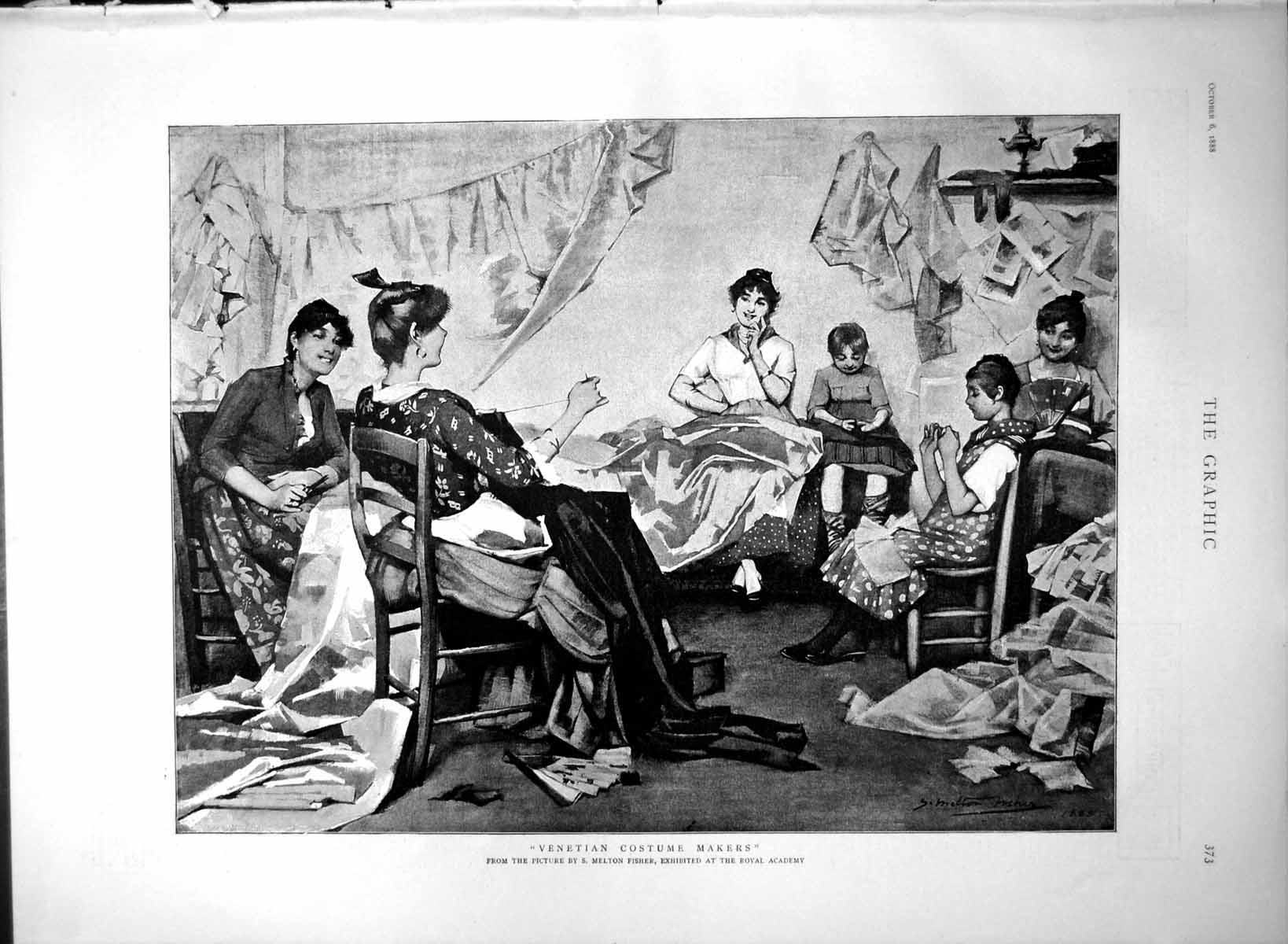 Antique Old Print Venetian Costume Makers S Melton Fisher Royal Academy 1888