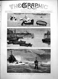 Old Print Aquatic Fete Trial Life Saving Apparatus Berwick Lifeboats 1888 19th