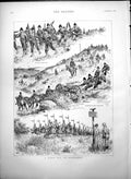 Antique Old Print Field Day Aldershot Rifles Marching Easy Going Home 1888 19th