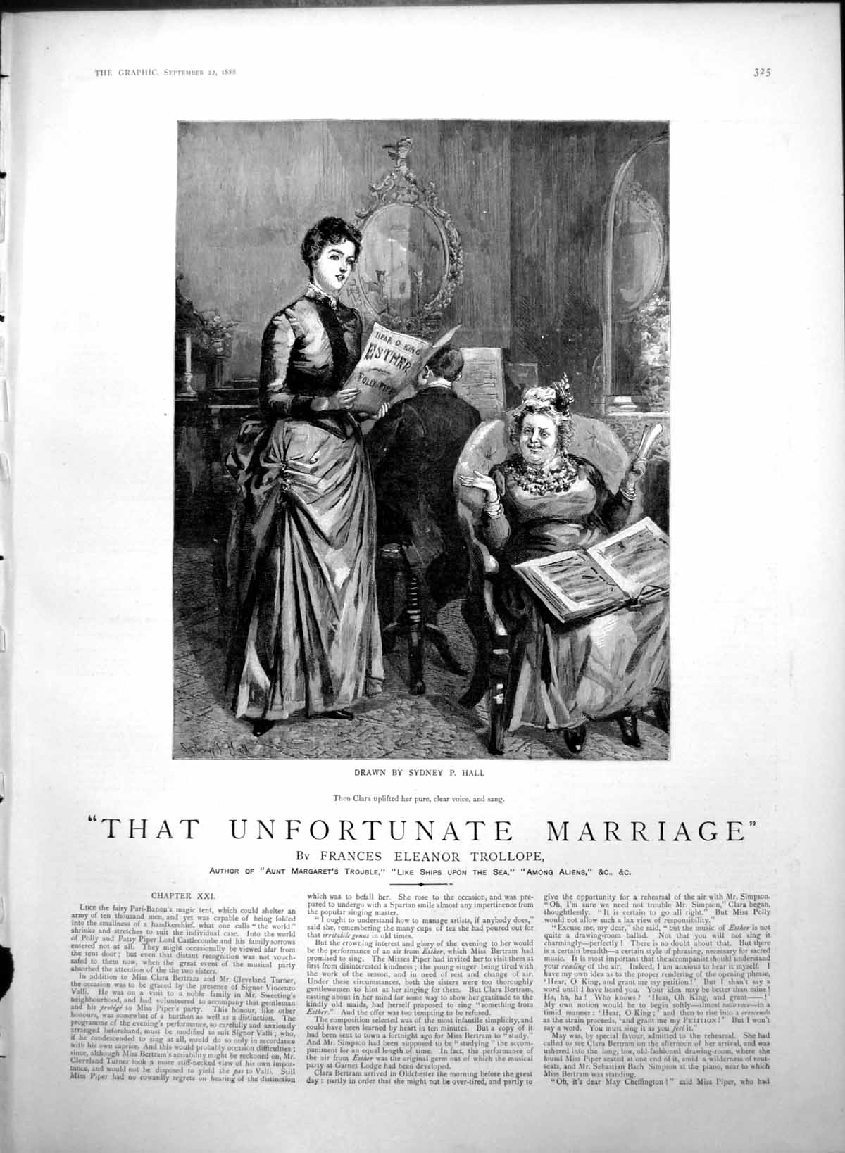 Antique Print That Unfortunate Marriage S Hall Clara Clear Voise Sang 1888 19th