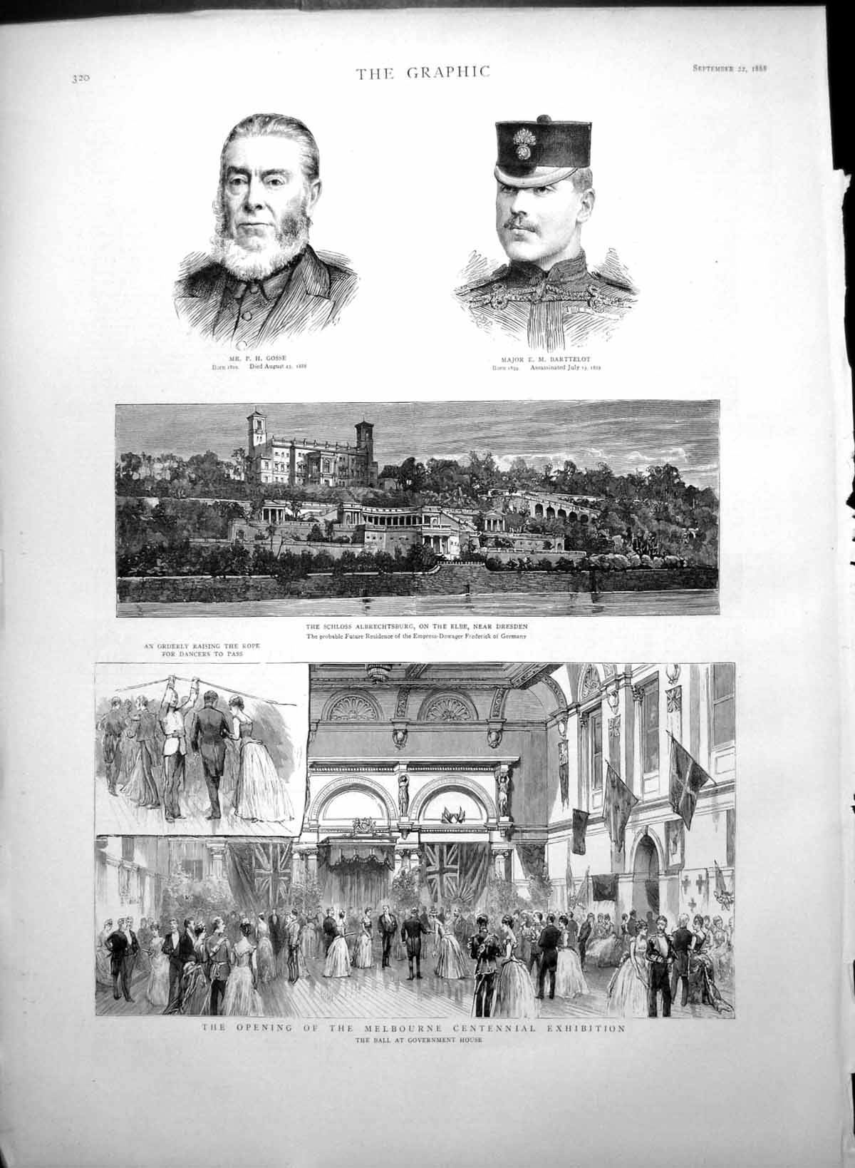 Old Print Melbourne Centennial Exhibition Schloss Albrechtsburg Elbe1888 19th