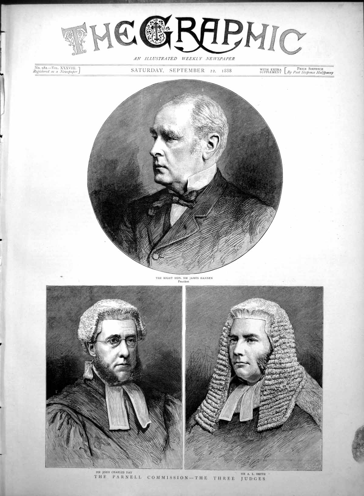 Old Print Parnell Commission Judges James Hannen Charles Day A Smith 1888 19th