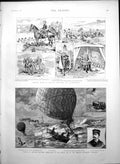 Antique Old Print Rescue Belgian Military Aeronauts Warrior Aldershot 1888 19th