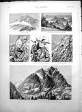 Old Antique Print New Railway Mount Pilatus Switzerland Tunnelling 1888 19th