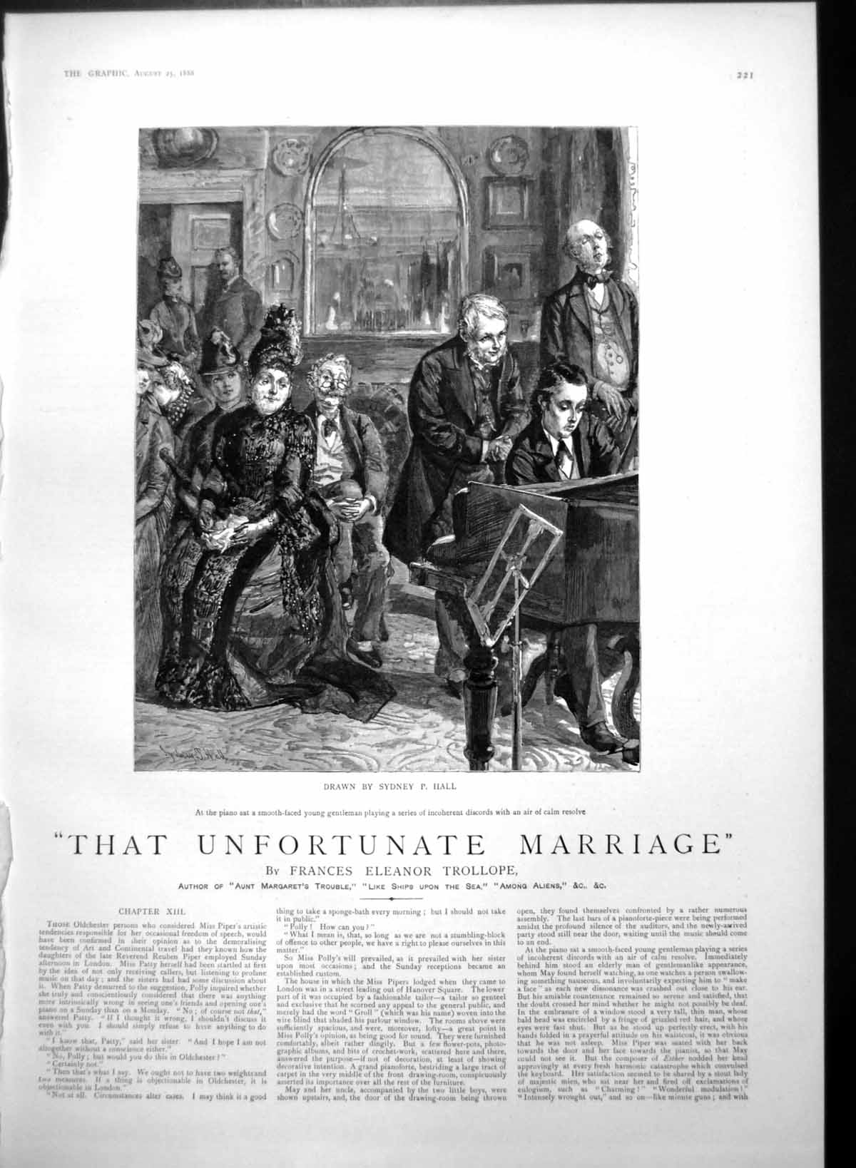 Antique Print That Unfortunate Marriage S Hall Young Man Playing Piano 1888