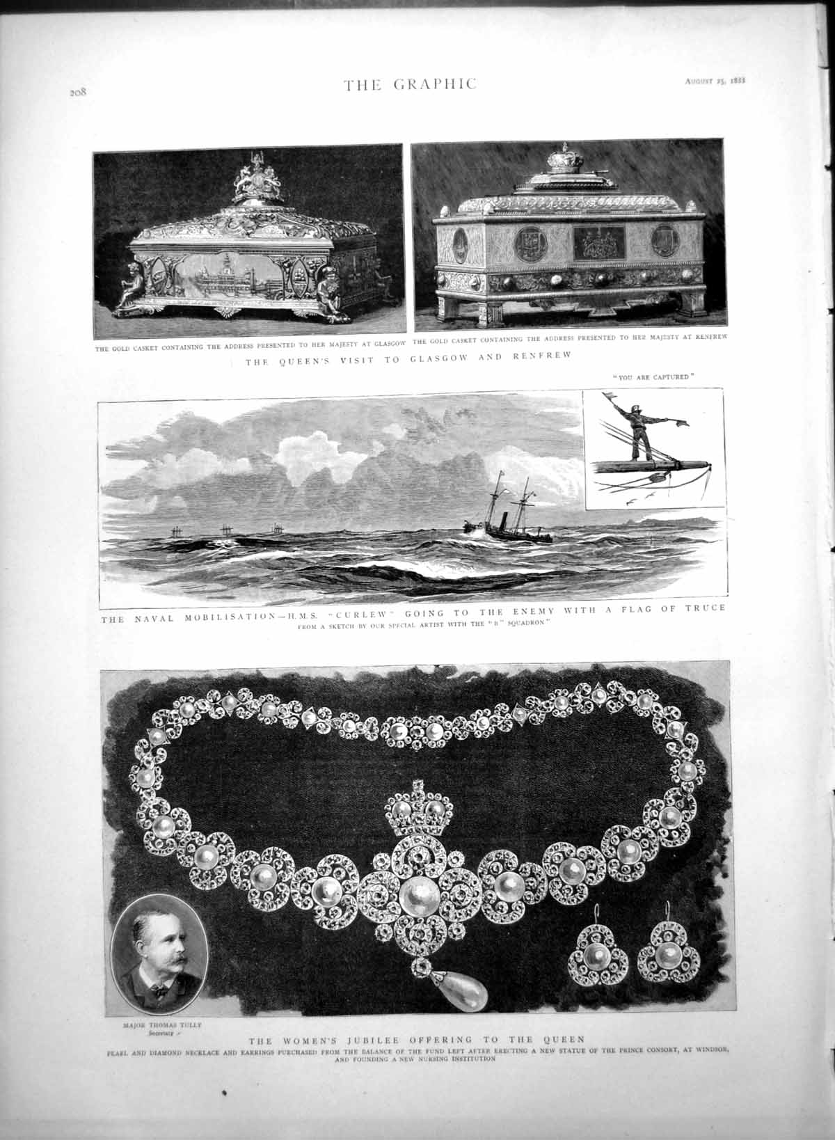 Antique Print Womens Jubilee Offering Queen Necklace Hms Curlew Truce 1888 19th