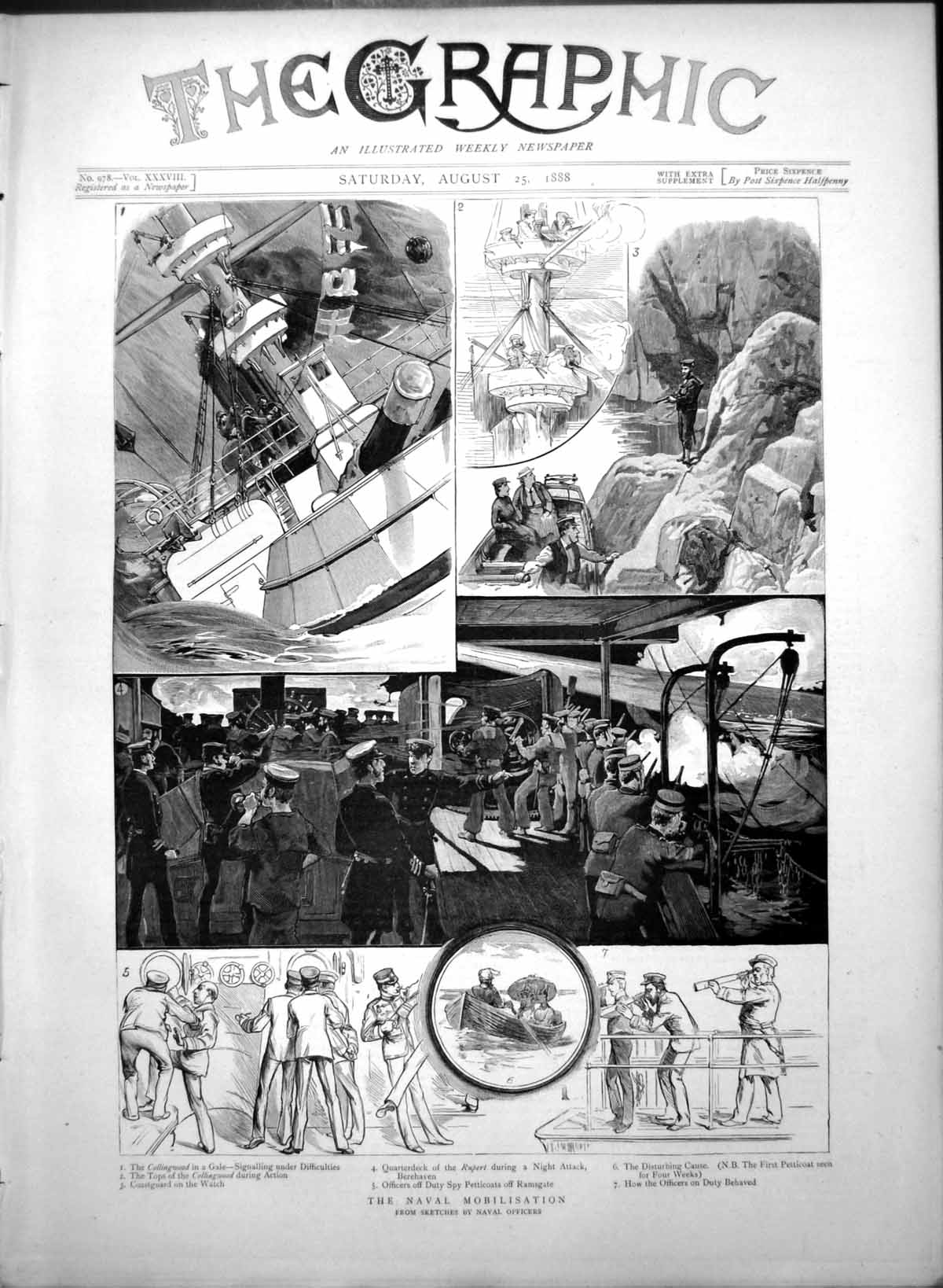 Old Antique Print Naval Mobilisation Collingwood Gale Rupert Attack 1888 19th