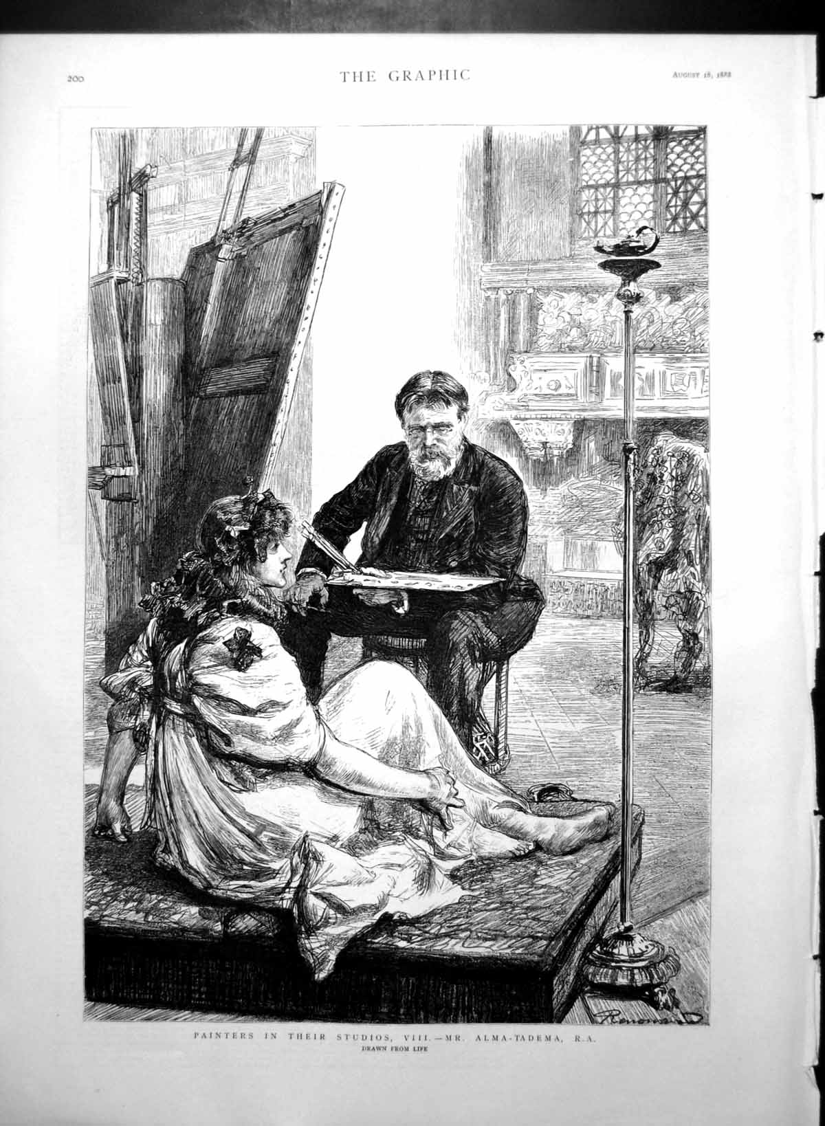 Original Old Antique Print Painters Their Studios V111 Mr Alma-Tadema R A 1888