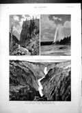 Antique Print Yellowstone Park Grand Caon Great Falls Lone Star Geyser 1888