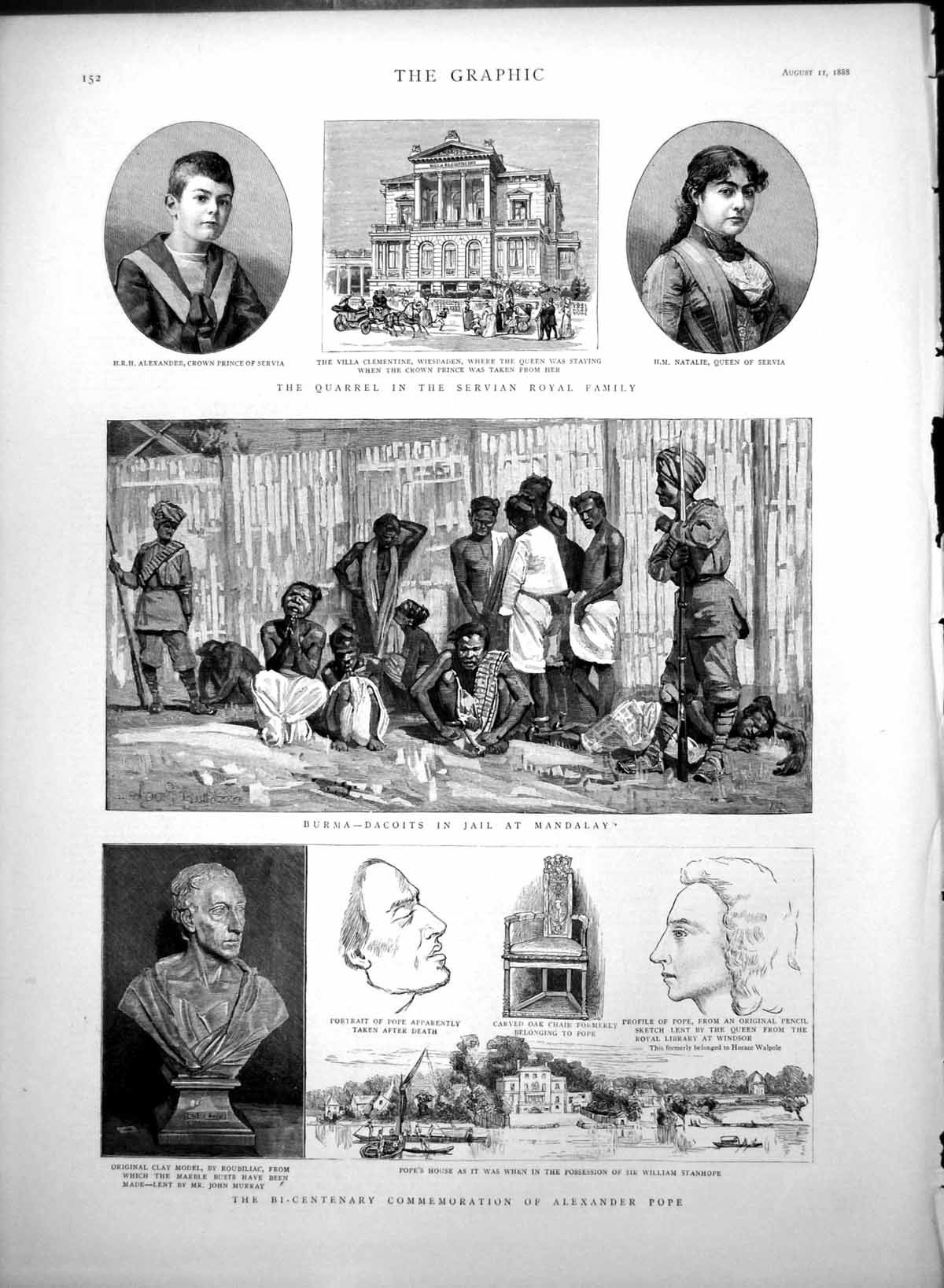 Antique Print Quarrel Servian Royal Family Burma Dacoits Jail Mandalay 1888