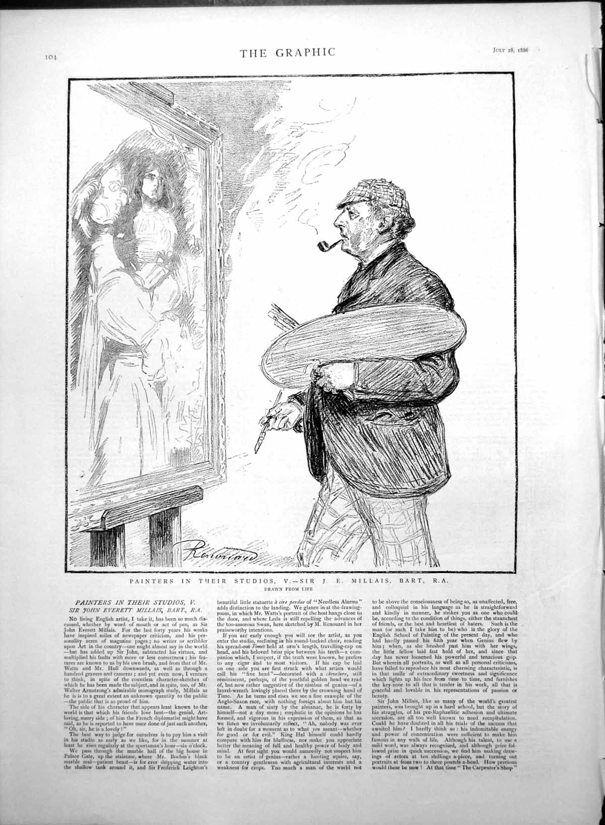 Antique Old Print Painters In Their Studios V Sir Je Millais Bart R A 1888 19th
