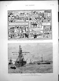 Antique Old Print Fancy Fair Irish Exhibition Olympia Navy Lough Swilly 1888
