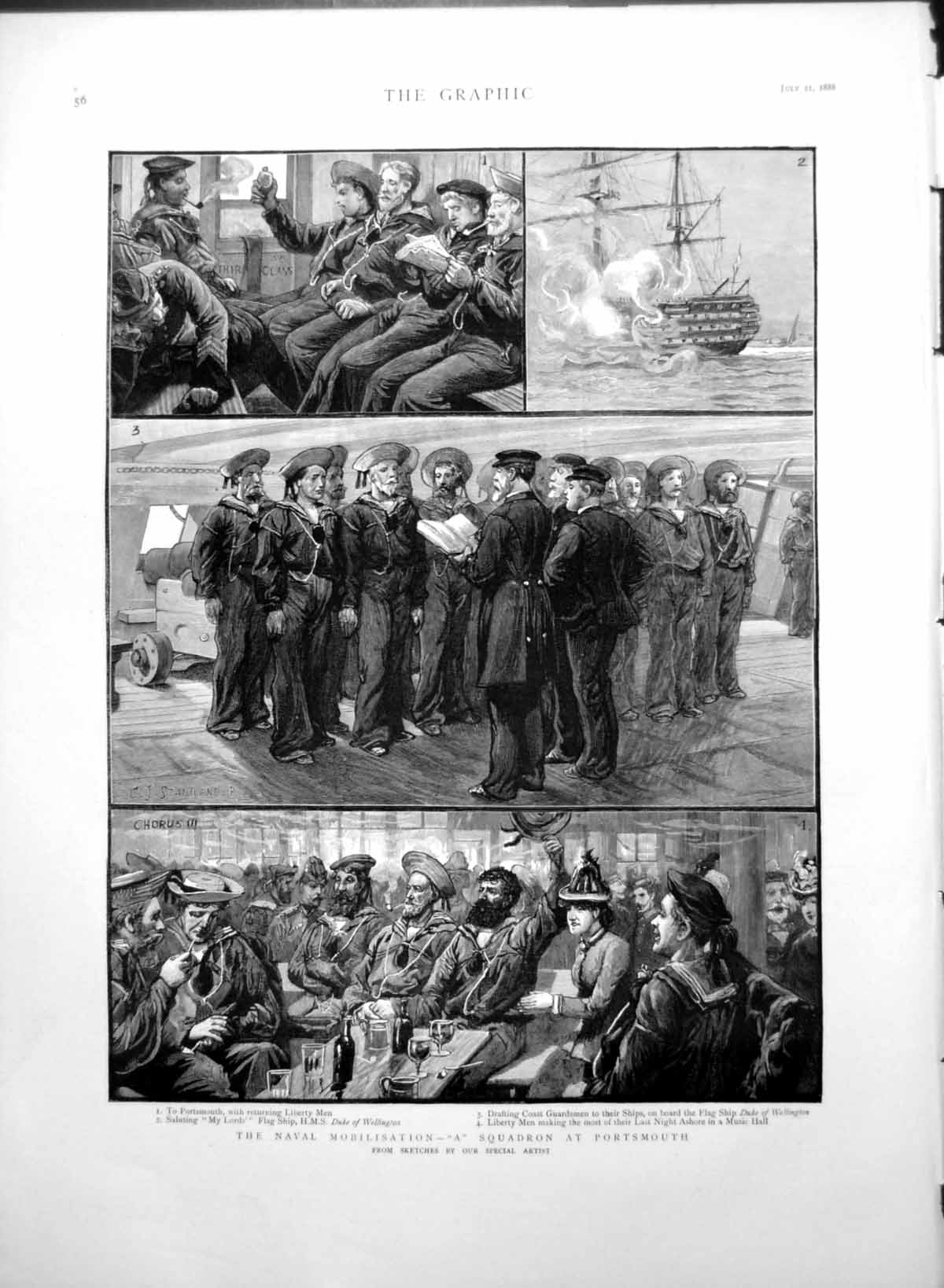 Antique Print Naval Mobilisation A Squadron Portsmouth Duke Wellington1888 19th