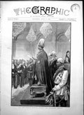 Original Old Antique Print New German Emperor Opening Reichstag Berlin 1888