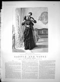 Antique Old Print Saddle Sabre William Small Young Couple Kiss Lounge 1887 19th