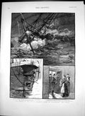 Old Antique Print Wreck Dutch Atlantic Liner W A Scholten Off Dover 1887 19th