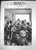 Antique Print Struggle Between Mr O'Brien Police Court House Midleton 1887 19th
