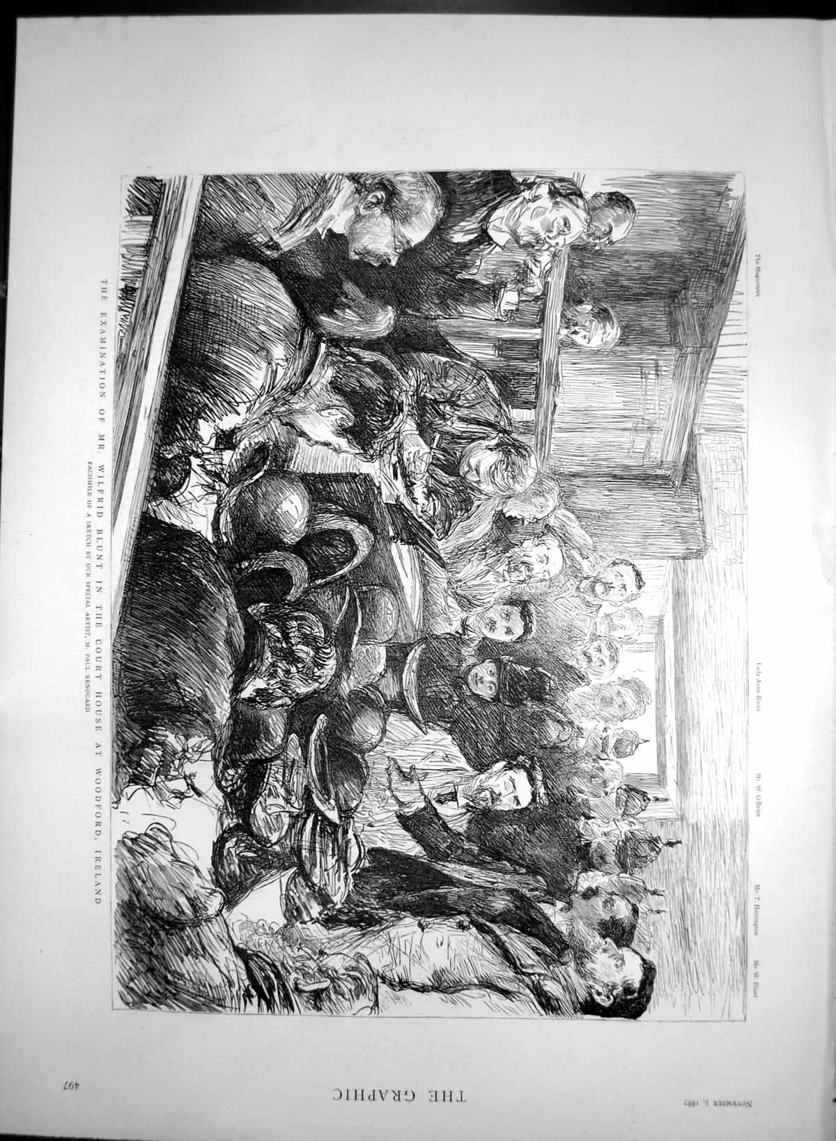 Antique Old Print Examination Wilfred Blunt Court House Woodford Ireland 1887