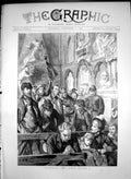 Old Antique Print Westminster Abbey Sunday Man Preying Reading Bible 1887 19th