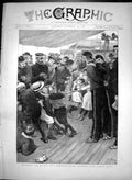Antique Old Print Childrens Tug War Homeward Bound Troopship Boys Girls 1887