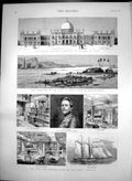 Antique Print Lady Brassey Yacht Sunbeam Palace Maharajah Gwalior Ujain1887