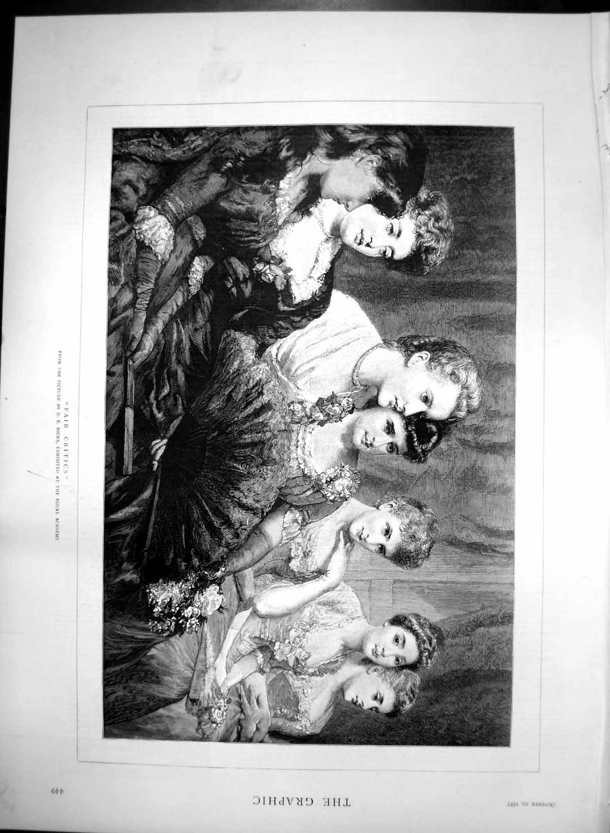 Antique Old Print Fair Critics Ge Hicks Royal Academy Seven Young Women 1887