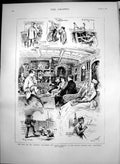 Old Print Race America Cup Yachts Volunteer Thistle Lunch Flag Ship 1887 19th
