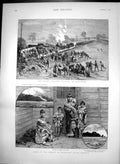 Antique Old Print Railway Accident Doncaster Straits Magellan S America 1887